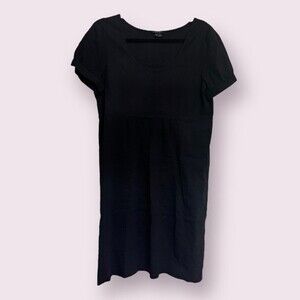 Theory Willy Dress Black Linen Blend Short Sleeves Lightweight Womens Size 12